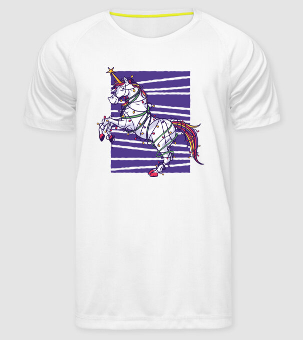 Unicorn pom de Crăciun model alb pe tricou