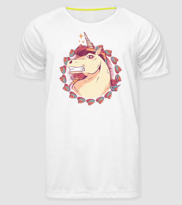 Unicorn Mullet model alb pe tricou