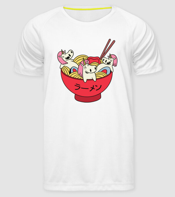 Unicorn Ramen model alb pe tricou
