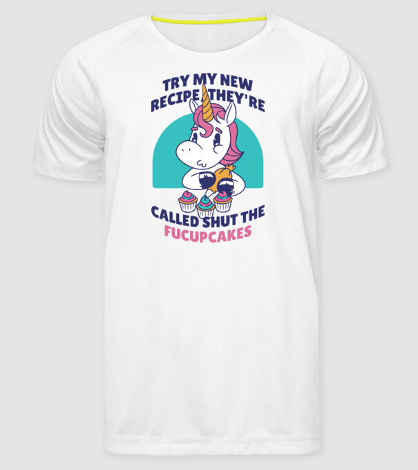 Unicorn Rețetă model alb pe tricou