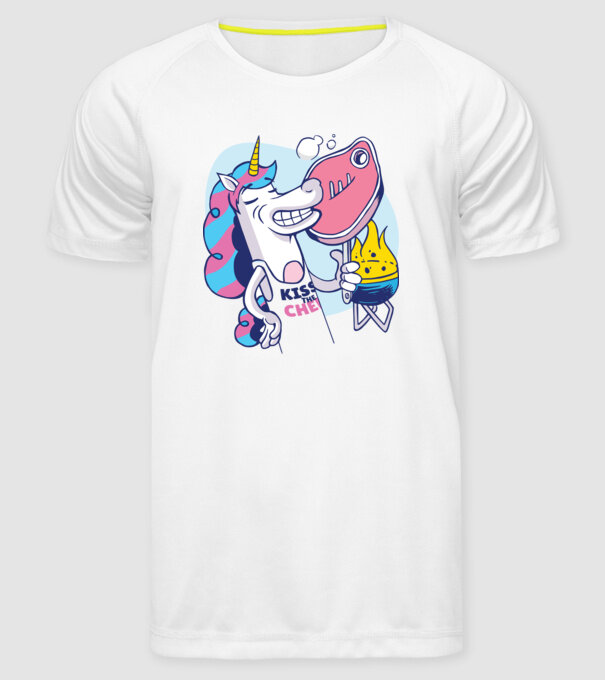 Unicorn Steak BBQ model alb pe tricou