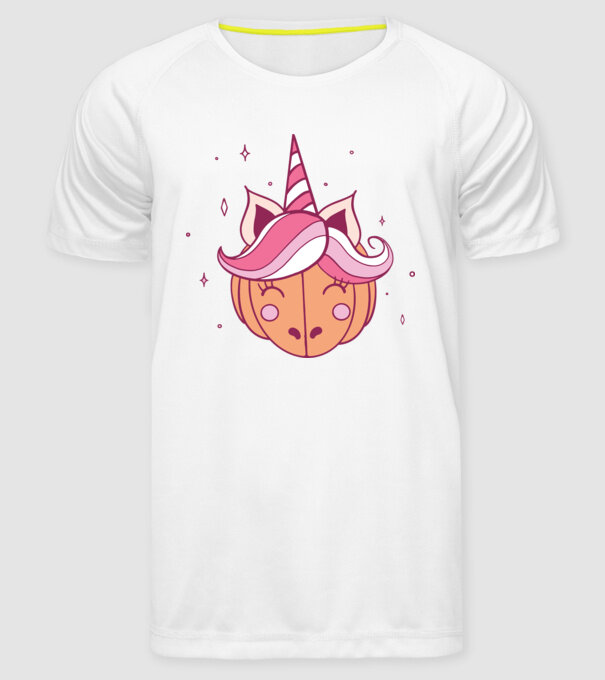 Unicorn Dovleac model alb pe tricou