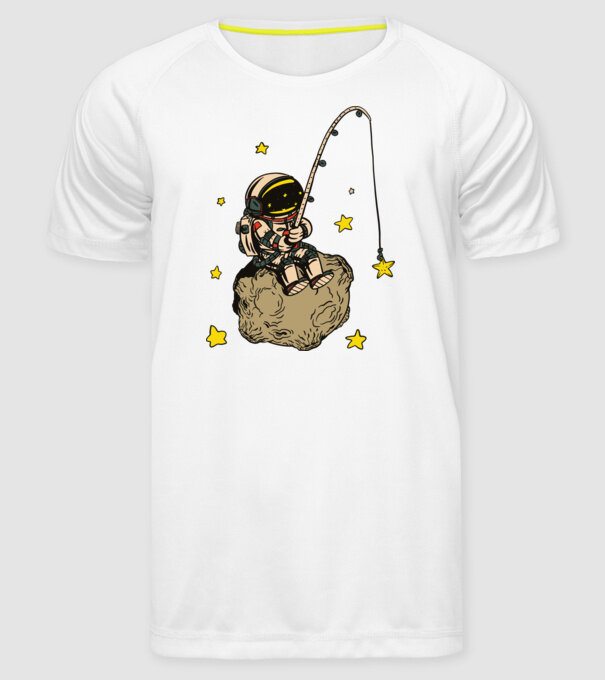 Pescar Astronaut model alb pe tricou