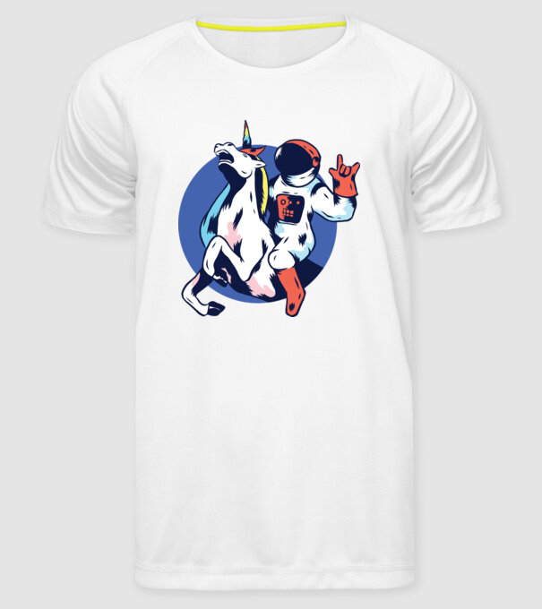 Unicorn Astronaut model alb pe tricou