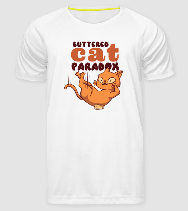 Paradox pisică cu unt model alb pe tricou
