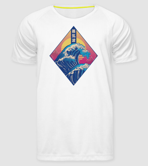 Vaporwave Val model alb pe tricou
