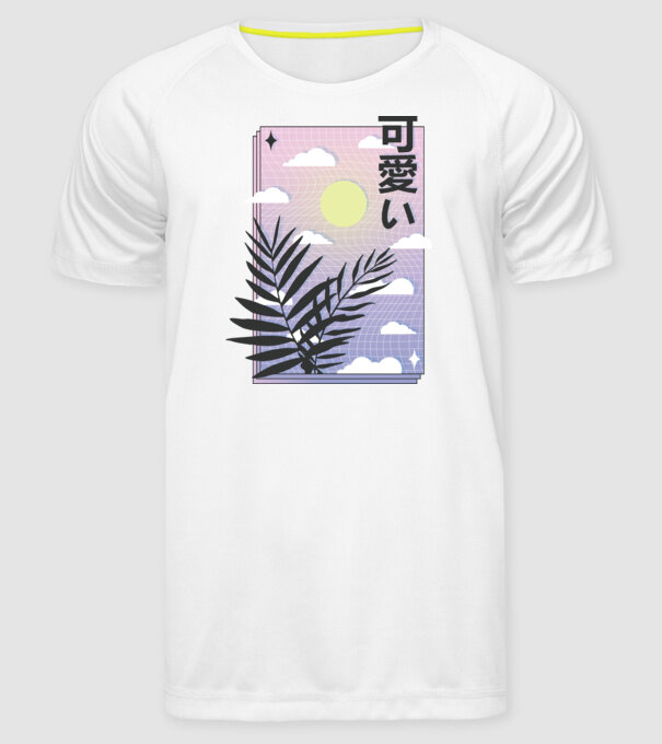 Vaporwave Val model alb pe tricou