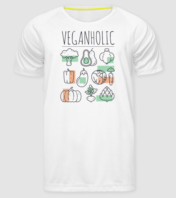 Veganholic model alb pe tricou