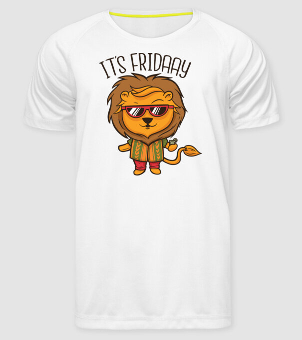 În sfârșit, vineri Leu model alb pe tricou