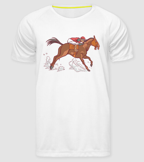 Cal de cursă Călăreț model alb pe tricou
