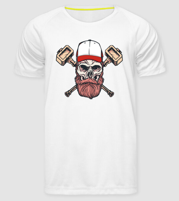 Craniu Viking model alb pe tricou