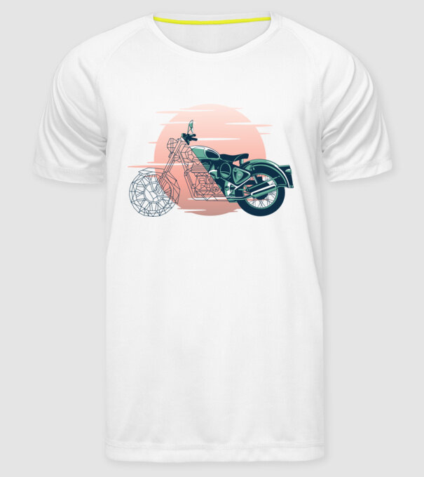 Motocicletă Vintage model alb pe tricou