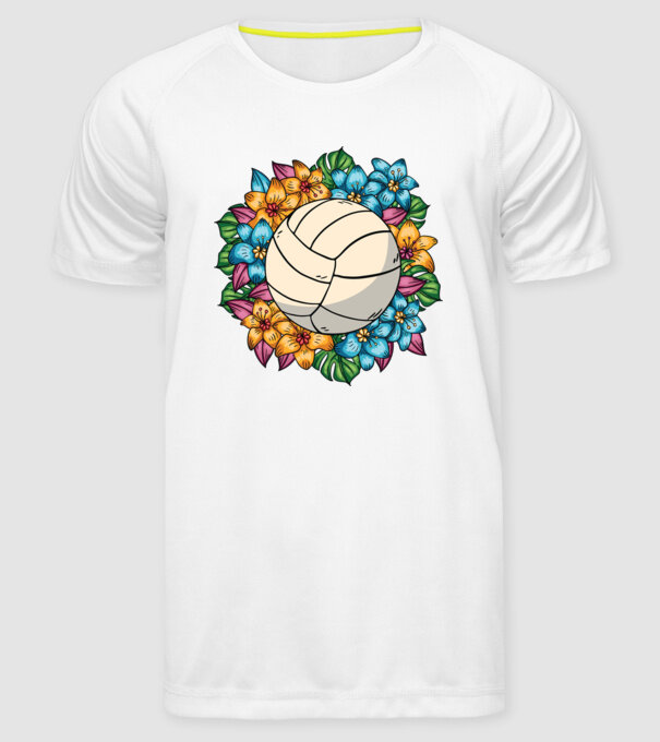 Minge de volei cu flori model alb pe tricou