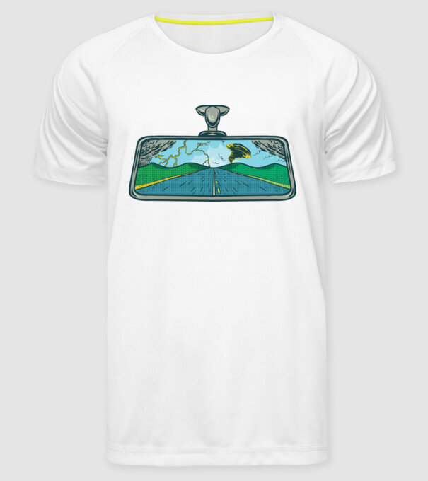 Oglindă retrovizoare model alb pe tricou