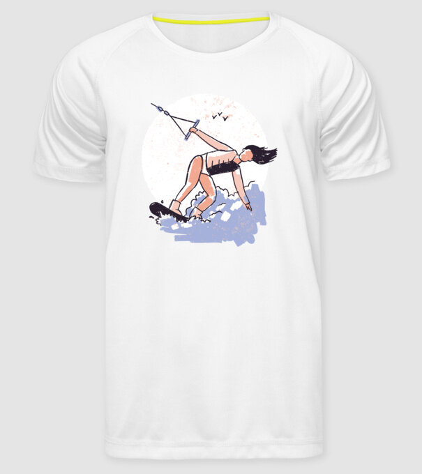 Fată cu Wakeboard model alb pe tricou