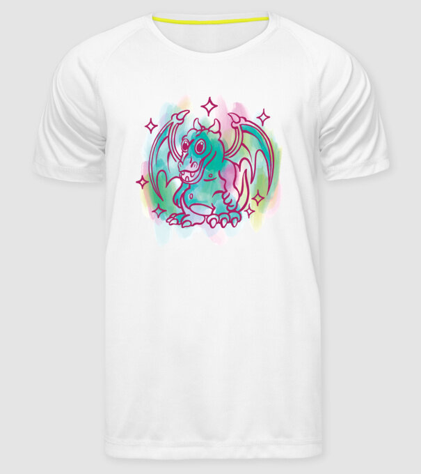 Acuarelă Dragon model alb pe tricou