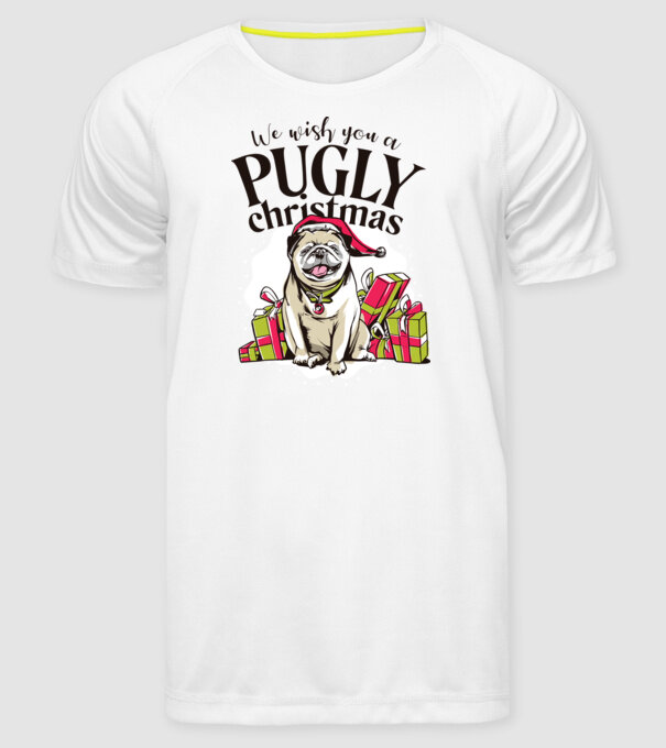 We wish You a Pugly Christmas tricou cu mops model alb pe tricou