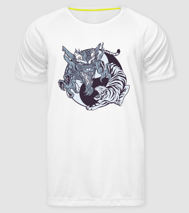Yin Yang cu animale model alb pe tricou