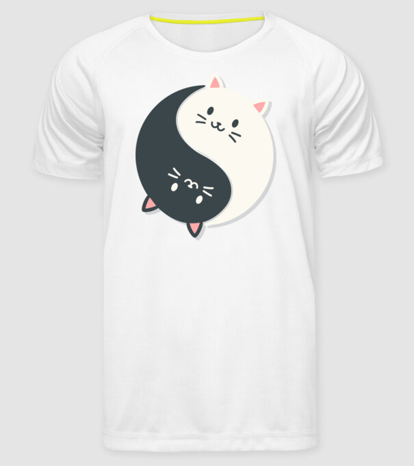 Pisicuțe Yin Yang model alb pe tricou