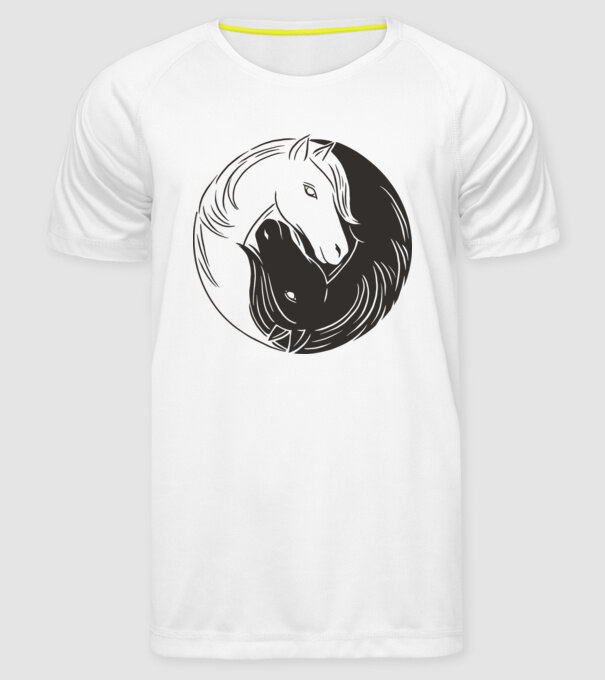 Călăreț Yin Yang model alb pe tricou