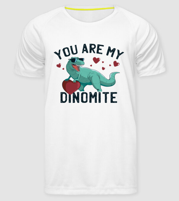 You are my Dinomite tricou cu dinozaur și inimă model alb pe tricou