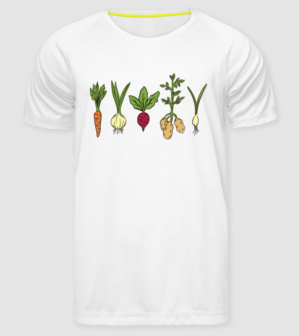Legume model alb pe tricou