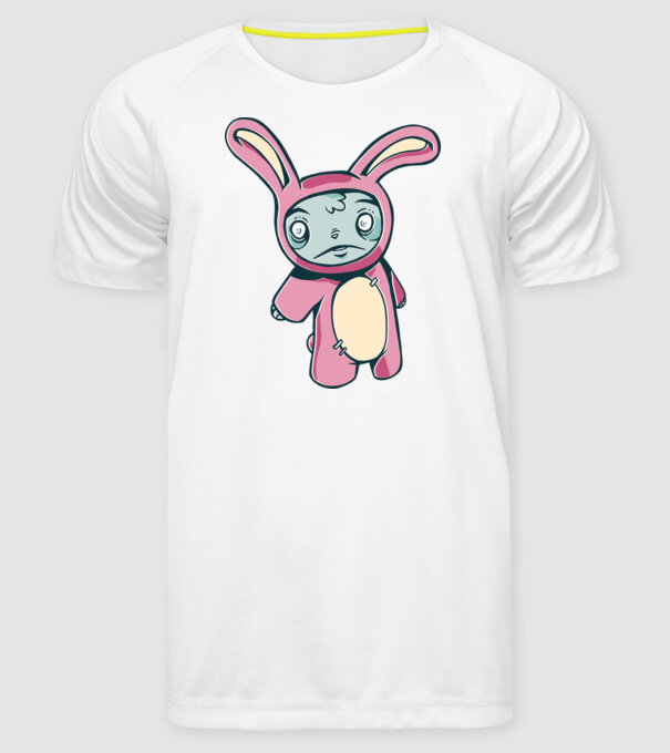 Iepuraș Zombie model alb pe tricou