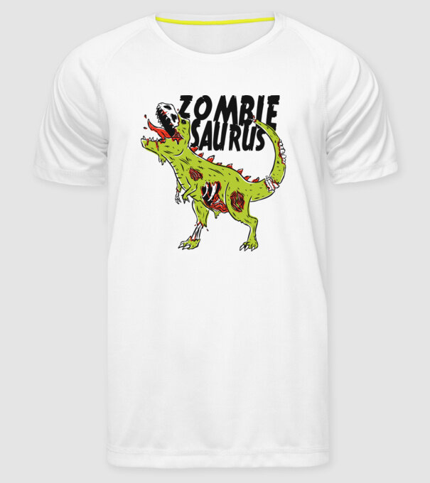 Zombiesaurus - Dinozaur Zombie model alb pe tricou