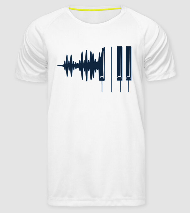 Clape de pian model alb pe tricou