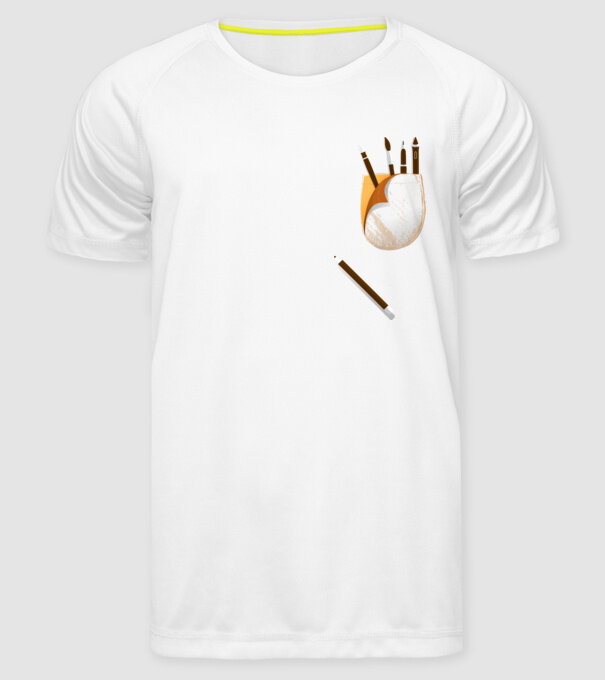 Designer buzunar model alb pe tricou
