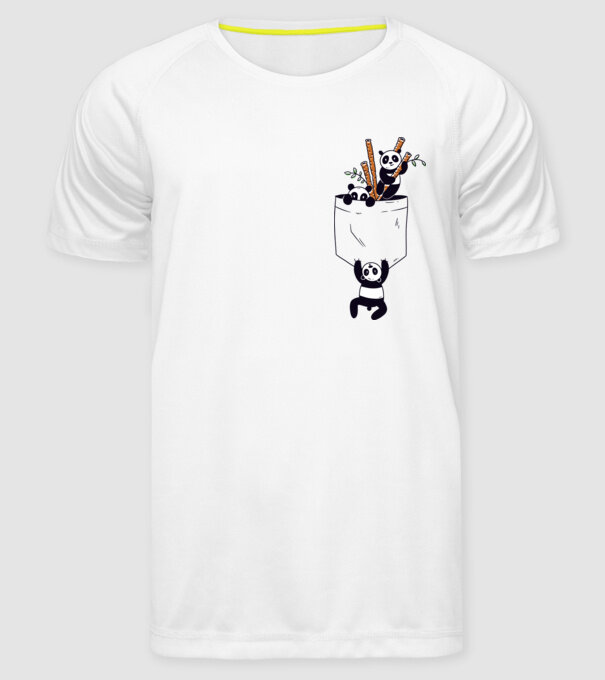Panda de buzunar model alb pe tricou