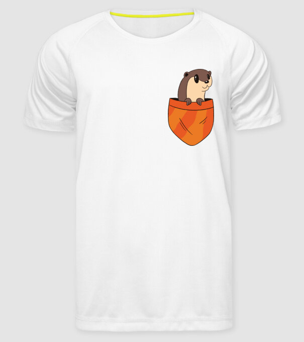 Vidra de buzunar model alb pe tricou