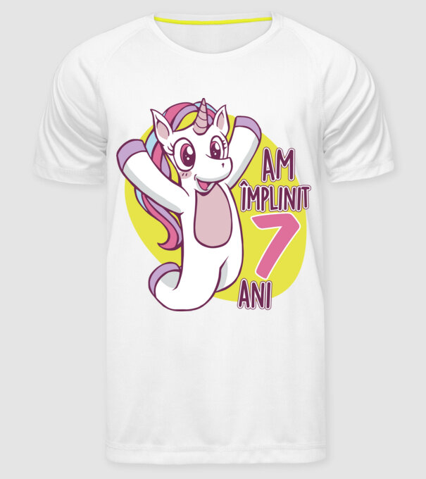 Am împlinit 7 ani model alb pe tricou