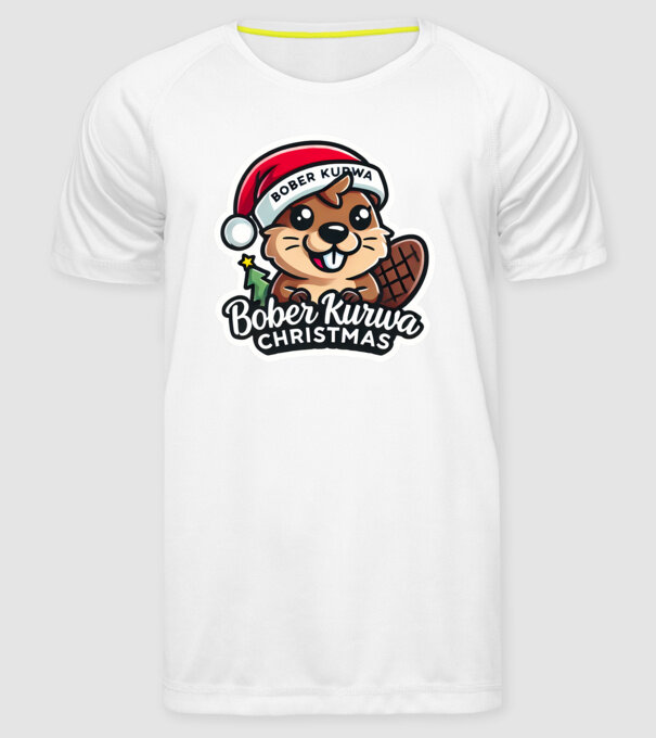 Bober Kurwa Christmas 1 model alb pe tricou