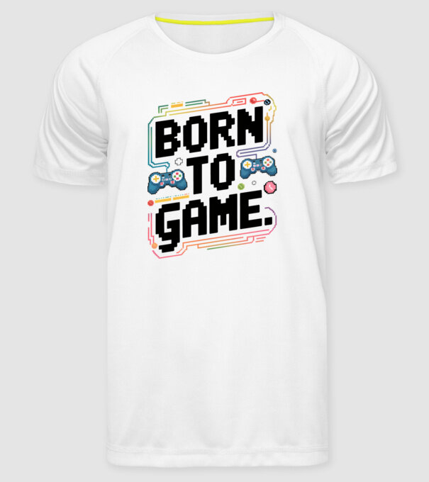Born to Game Pixel Alb model alb pe tricou