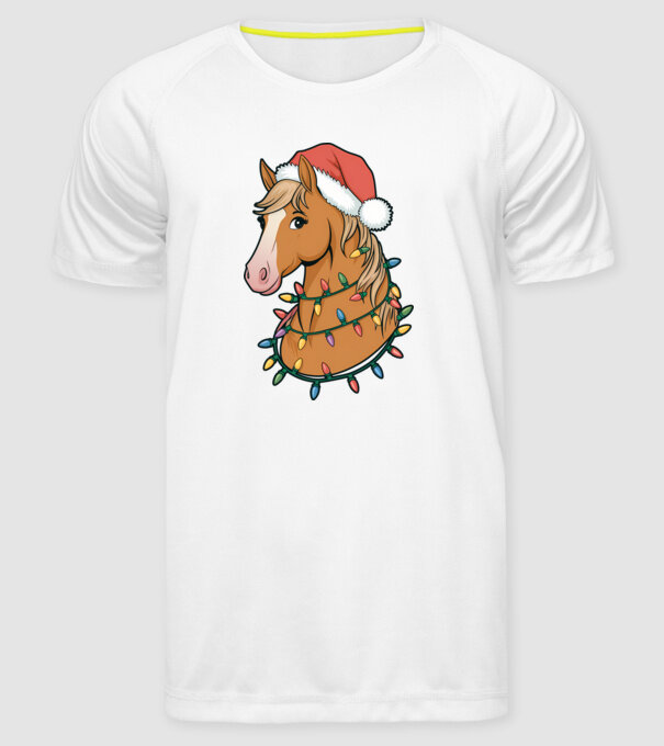 Cal de Crăciun model alb pe tricou