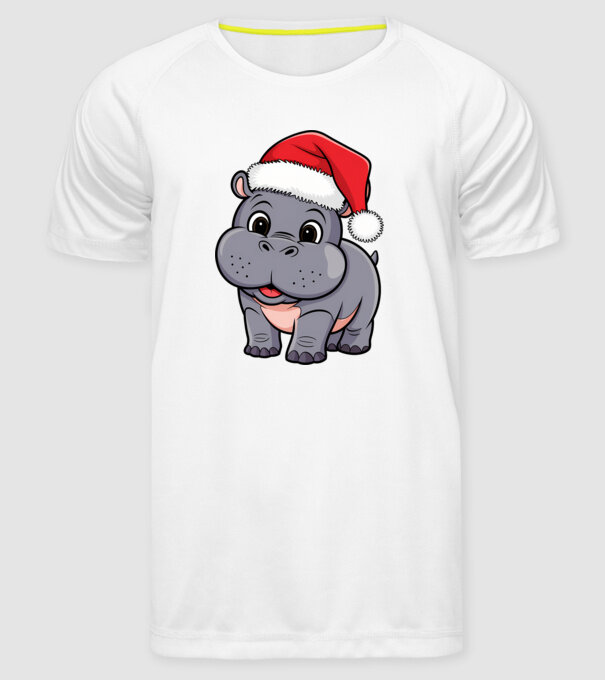 Crăciun Hippo model alb pe tricou