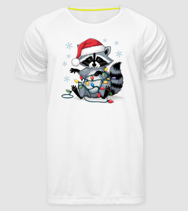 Crăciunul ratonilor Alb model alb pe tricou