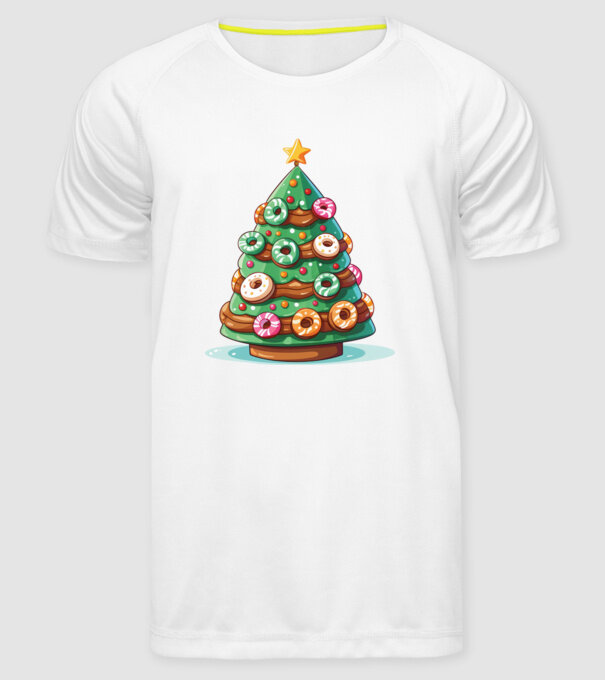 Doughnut pom de Crăciun model alb pe tricou