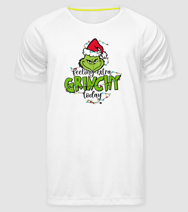 Feeling extra Grinchy today model alb pe tricou