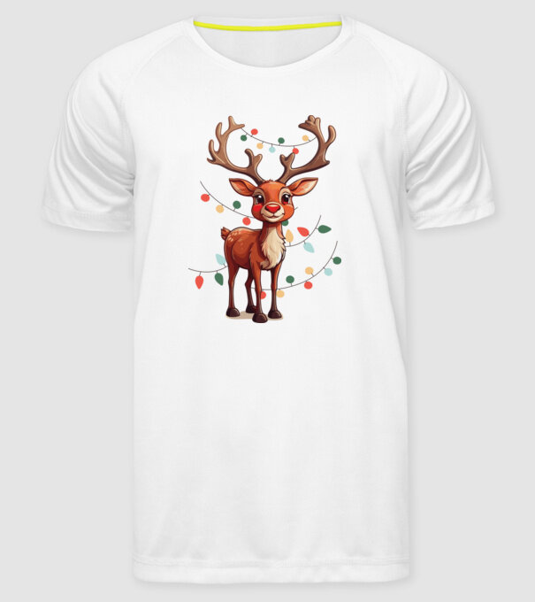 Festive Rudolph model alb pe tricou