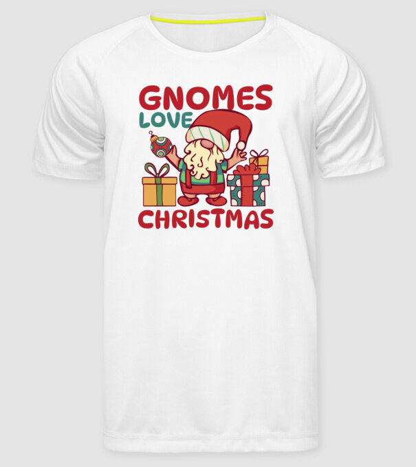 Gnomes LOVE Christmas model alb pe tricou