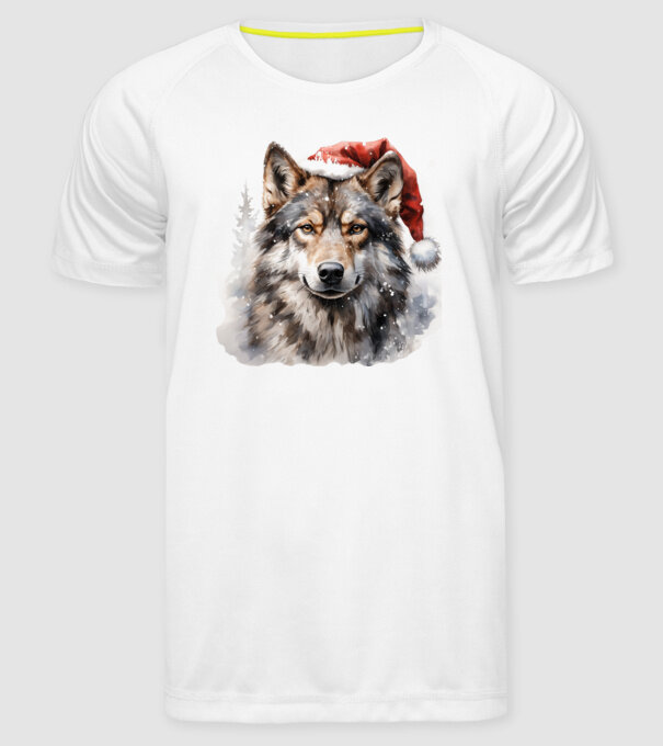 Lupul de Crăciun Alb model alb pe tricou