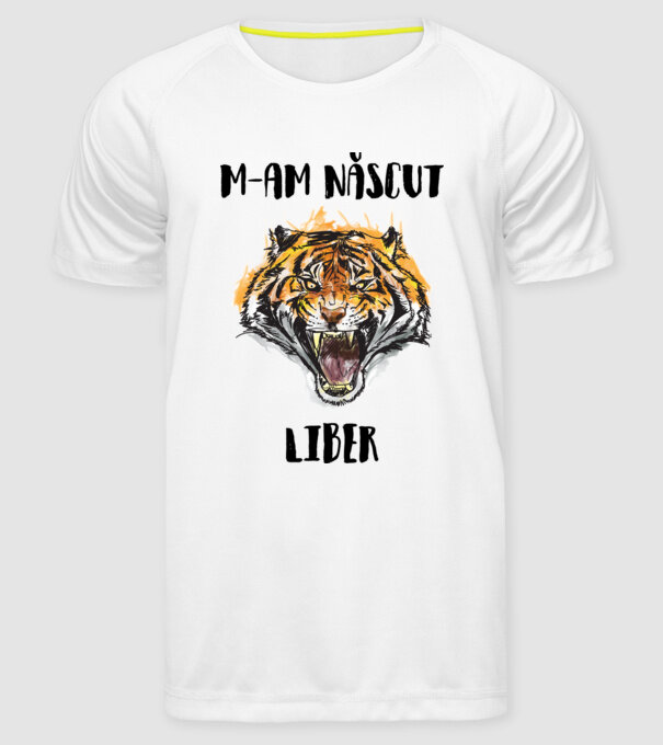 m-am născut liber model alb pe tricou