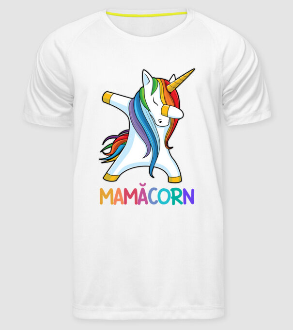 mamăcorn model alb pe tricou