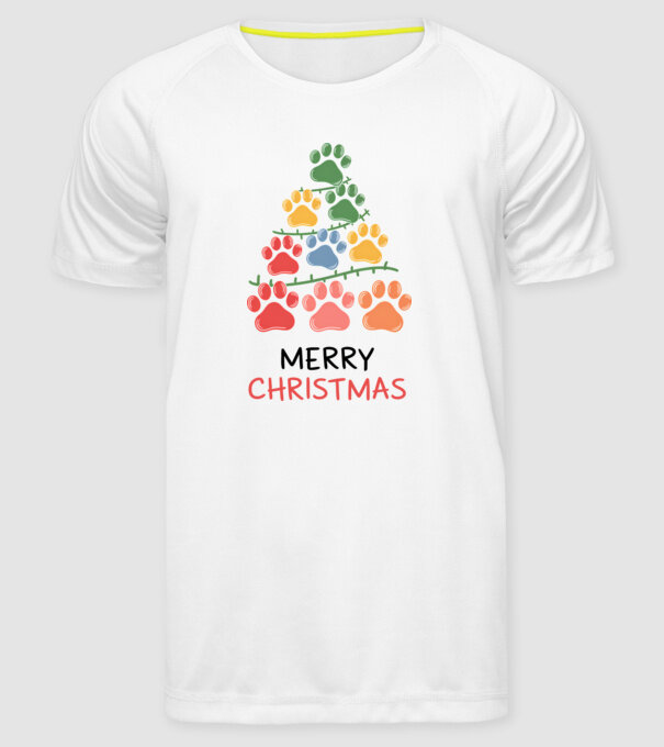 Merry Christmas Paws Alb model alb pe tricou