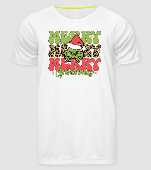 Merry Grinchmas model alb pe tricou