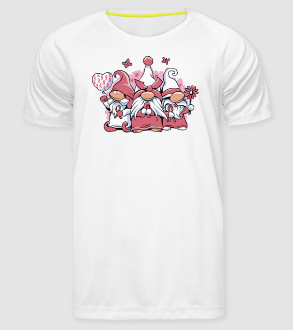 Pink christmas Gnomes model alb pe tricou
