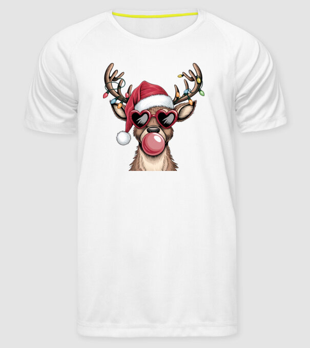 Ren amuzant de Crăciun model alb pe tricou