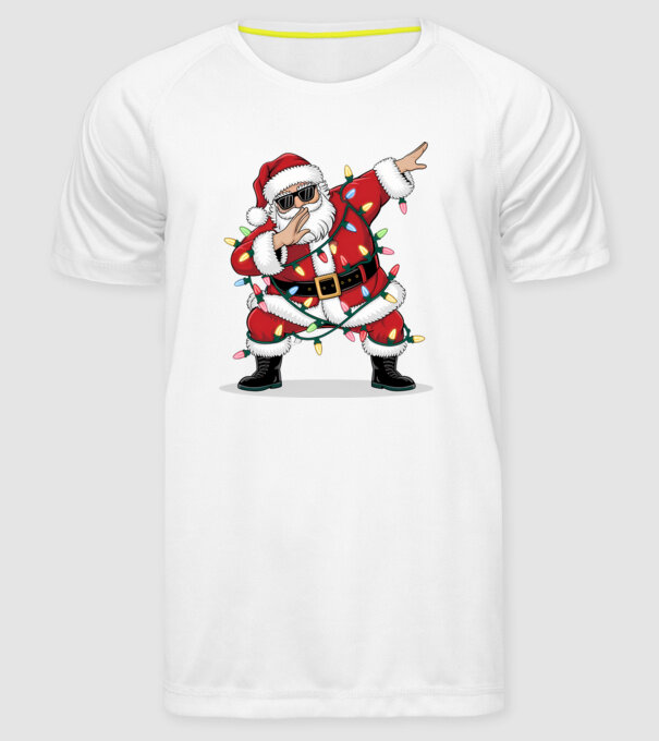 Santa Dab model alb pe tricou